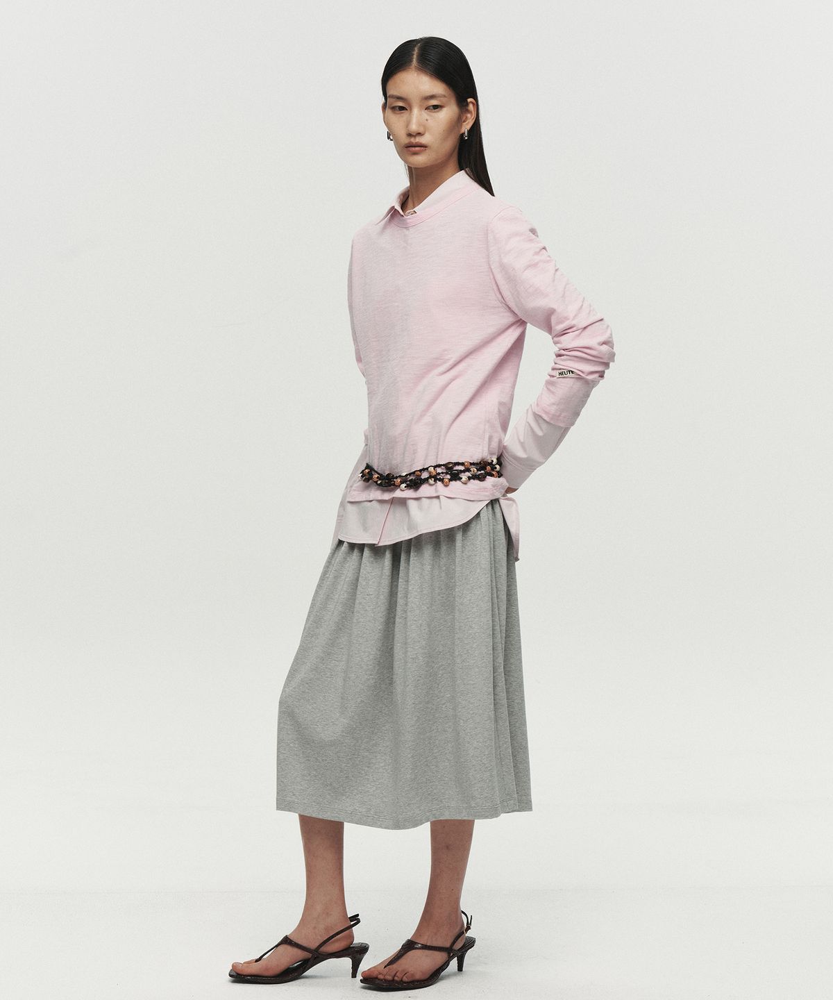 호이테(HEUTE) NATURAL SLUB LONG SLEEVE T-SHIRT (LIGHT PINK)