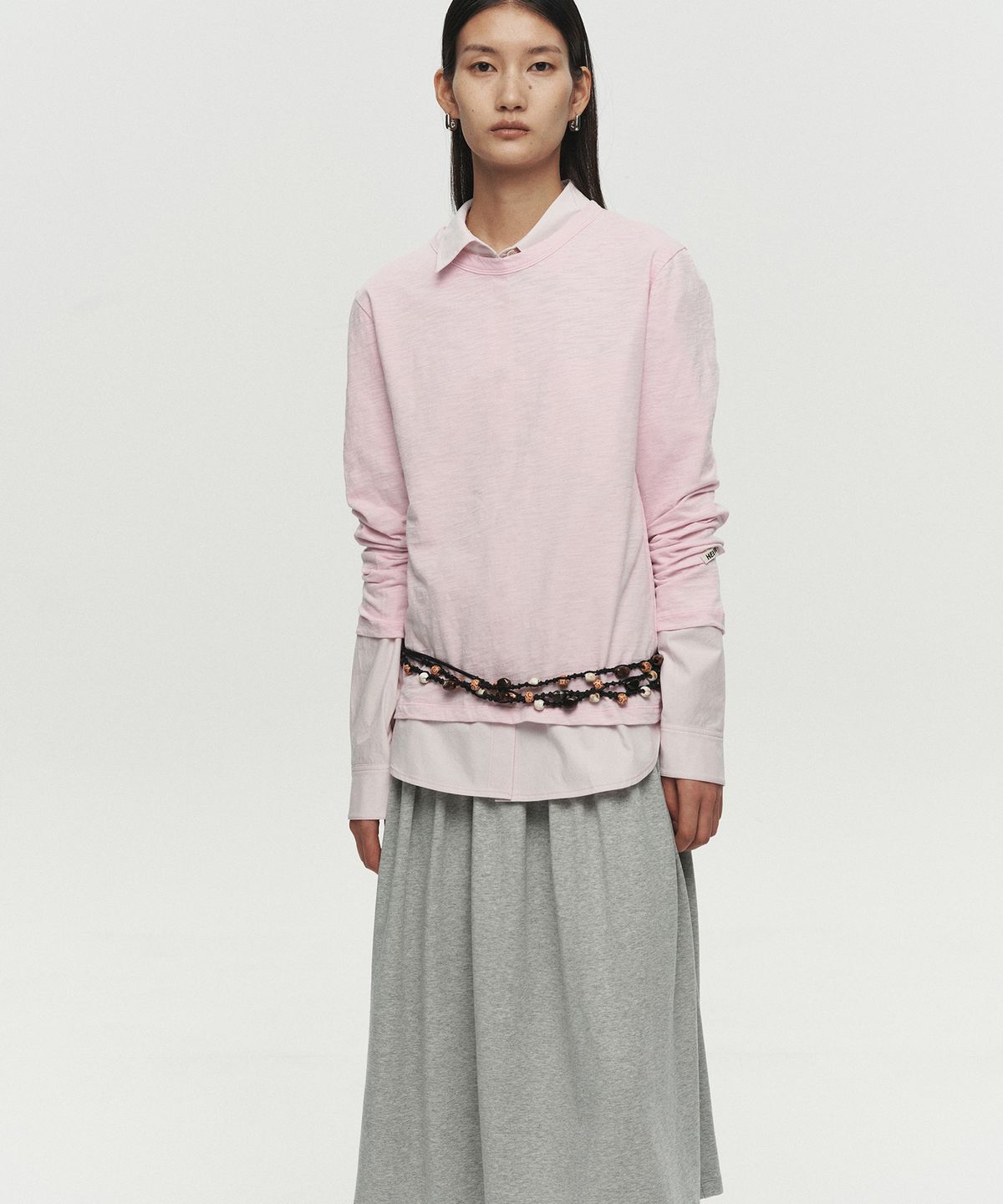 호이테(HEUTE) NATURAL SLUB LONG SLEEVE T-SHIRT (LIGHT PINK)