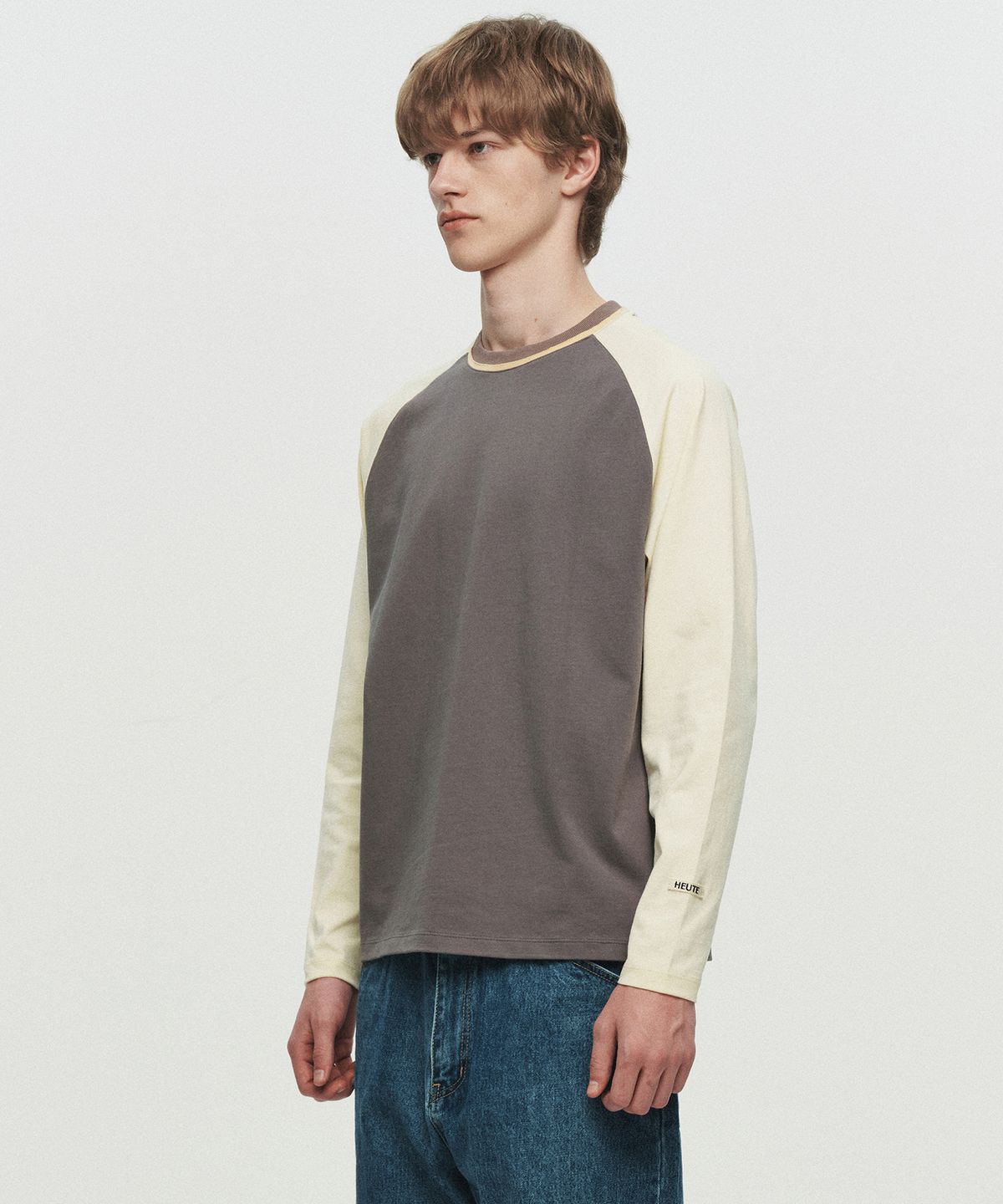 호이테(HEUTE) COLOR RAGLAN LONG SLEEVE T-SHIRT (YELLOW)