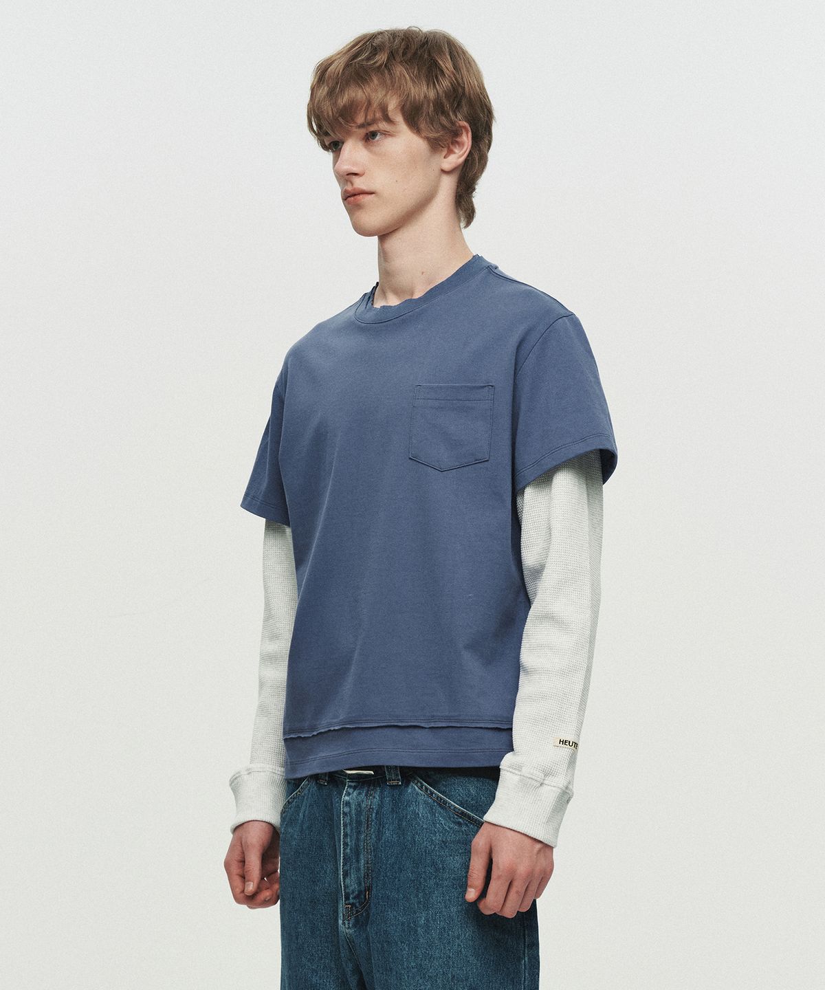 호이테(HEUTE) CORE LAYER WAFFLE TEE (BLUE)