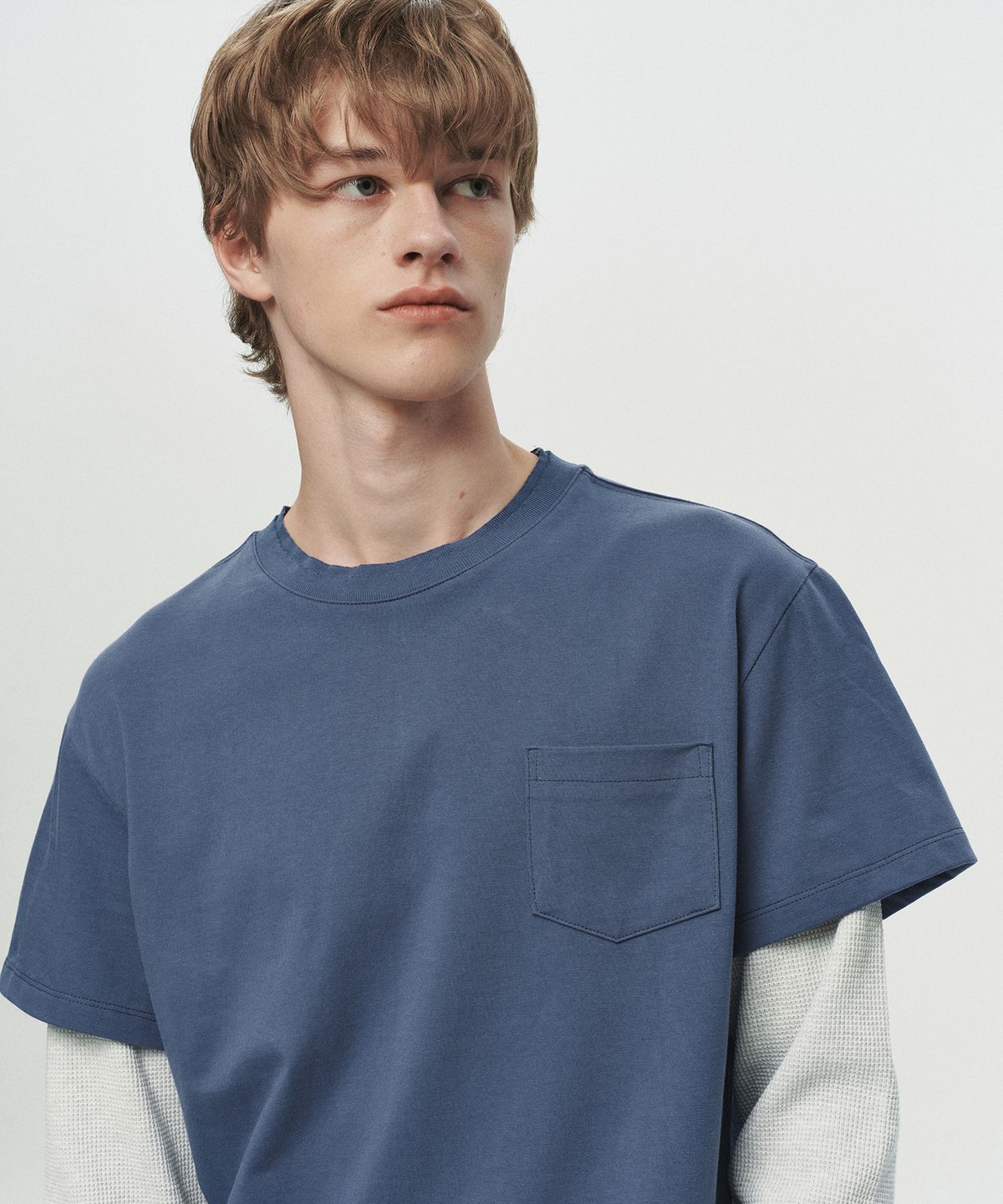 호이테(HEUTE) CORE LAYER WAFFLE TEE (BLUE)