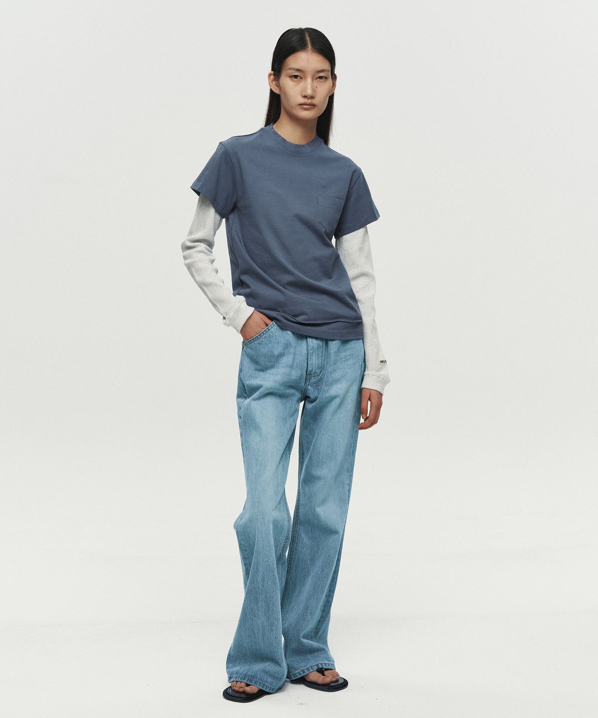 호이테(HEUTE) CORE LAYER WAFFLE TEE (BLUE)