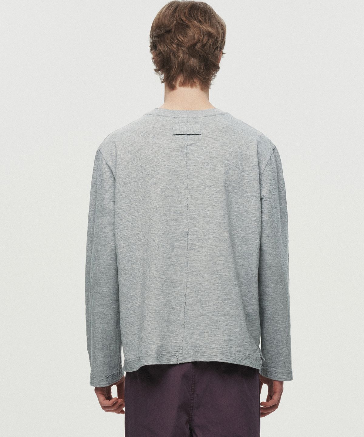 호이테(HEUTE) RAW LONG SLEEVE T-SHIRT (MELANGE GREY)