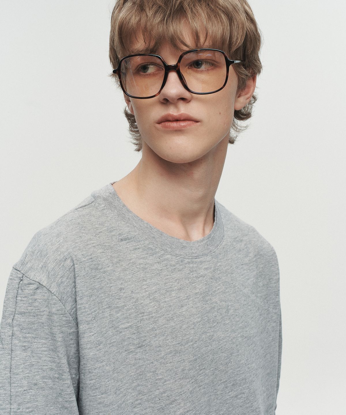 호이테(HEUTE) RAW LONG SLEEVE T-SHIRT (MELANGE GREY)