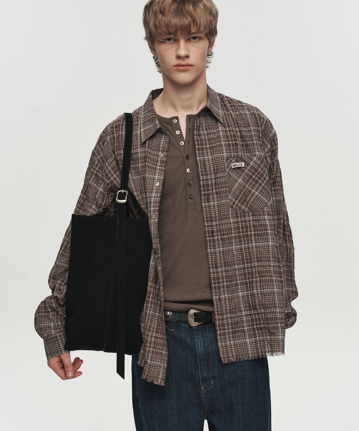 호이테(HEUTE) REGULAR COLLAR MARCO SHIRT (BROWN)