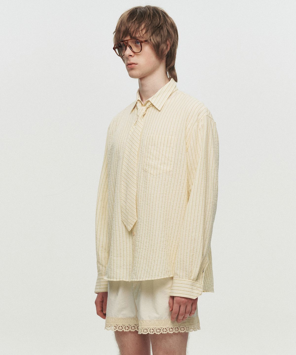 호이테(HEUTE) KIER LONG SLEEVE STRIPE SHIRT (YELLOW)