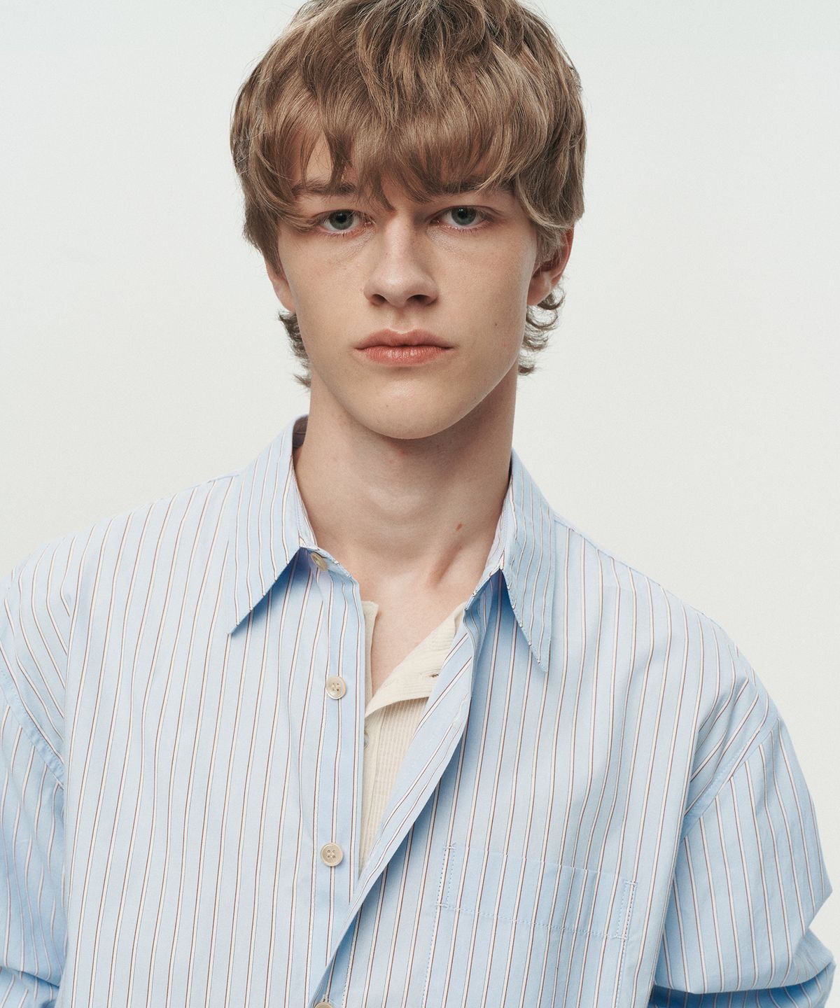호이테(HEUTE) KIER LONG SLEEVE STRIPE SHIRT (BLUE)