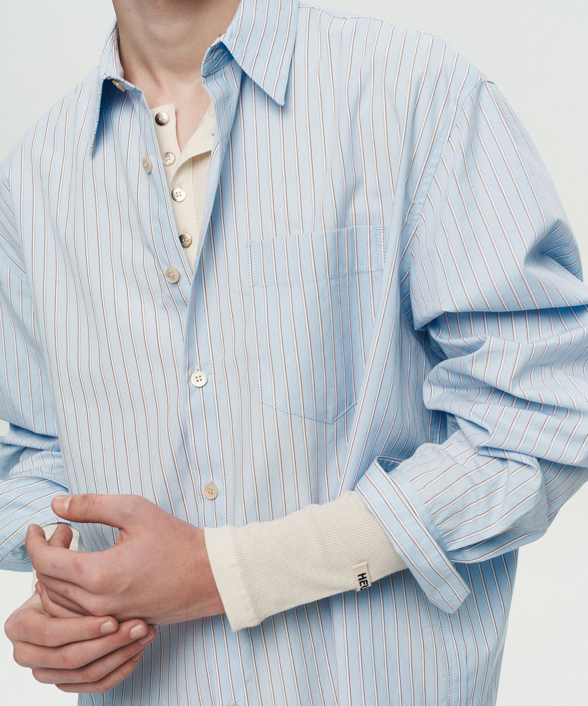 호이테(HEUTE) KIER LONG SLEEVE STRIPE SHIRT (BLUE)