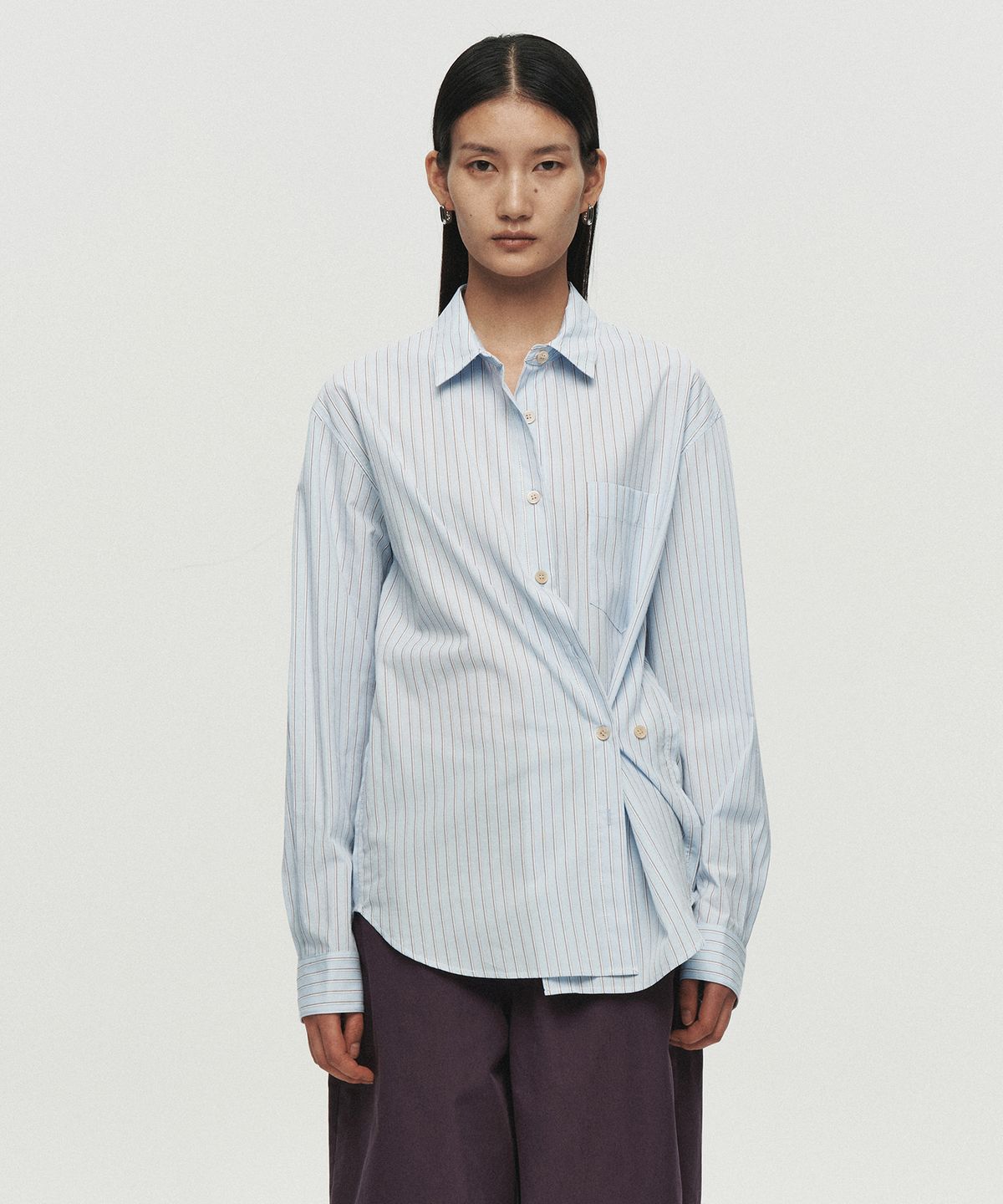 호이테(HEUTE) KIER LONG SLEEVE STRIPE SHIRT (BLUE)