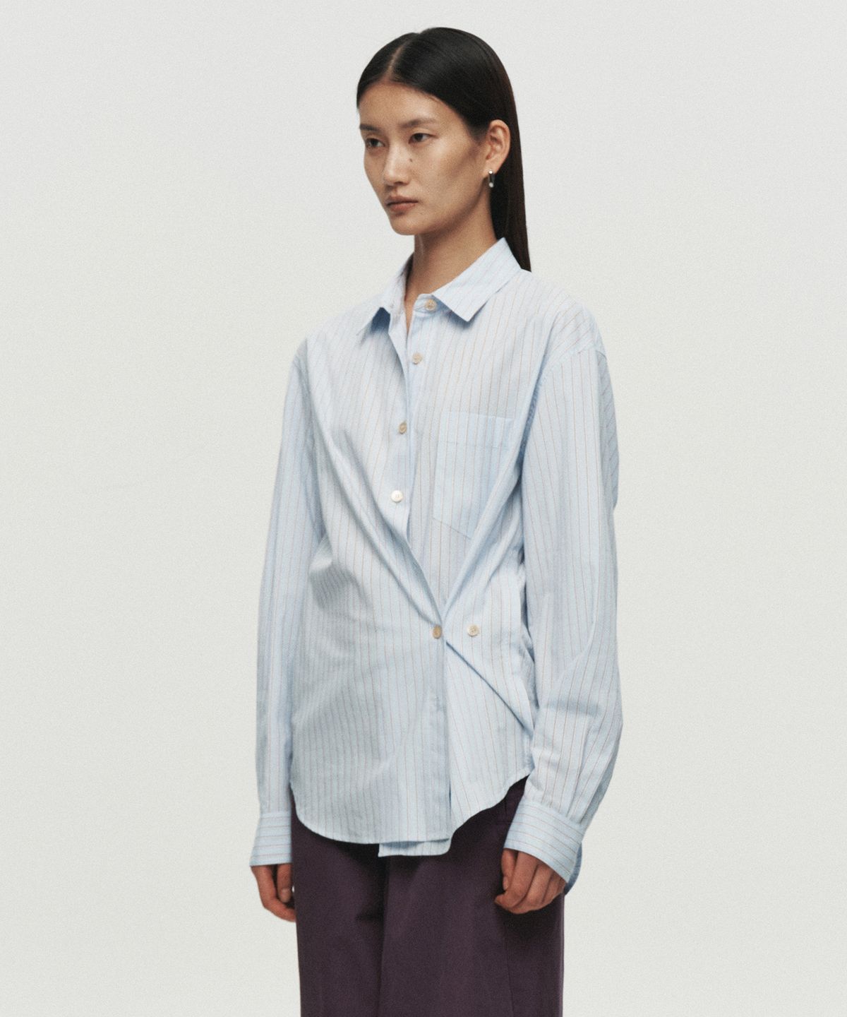 호이테(HEUTE) KIER LONG SLEEVE STRIPE SHIRT (BLUE)