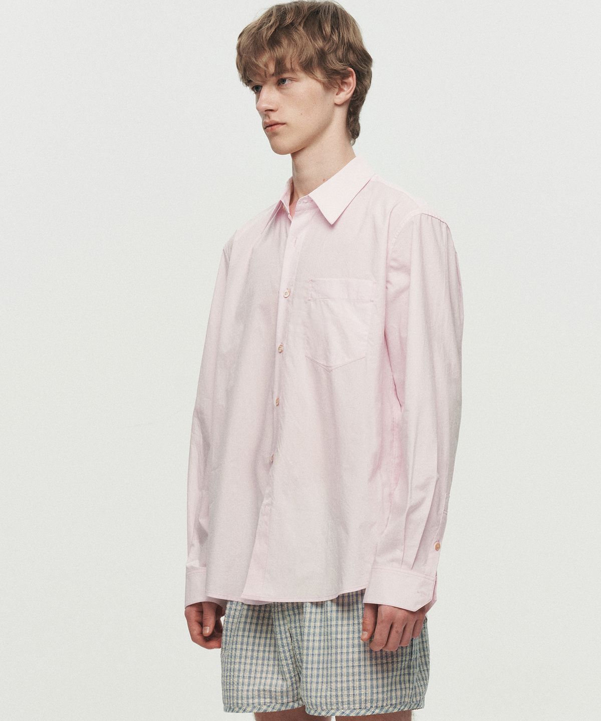 호이테(HEUTE) REGULAR COLLAR COTTON SHIRT (L/PINK)
