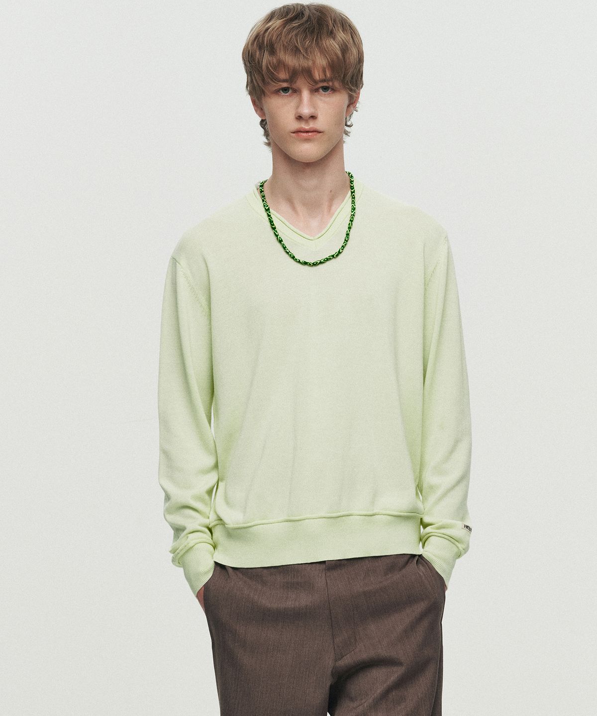 호이테(HEUTE) NIEL COTTON V-NECK KNIT (MINT)