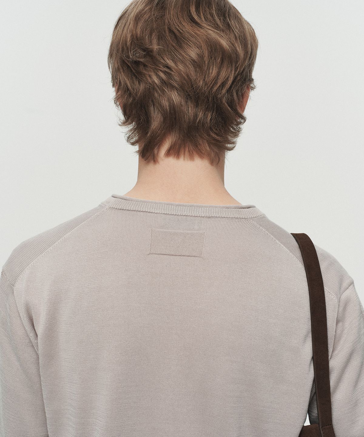 호이테(HEUTE) NIEL COTTON V-NECK KNIT (LIGHT GREY)