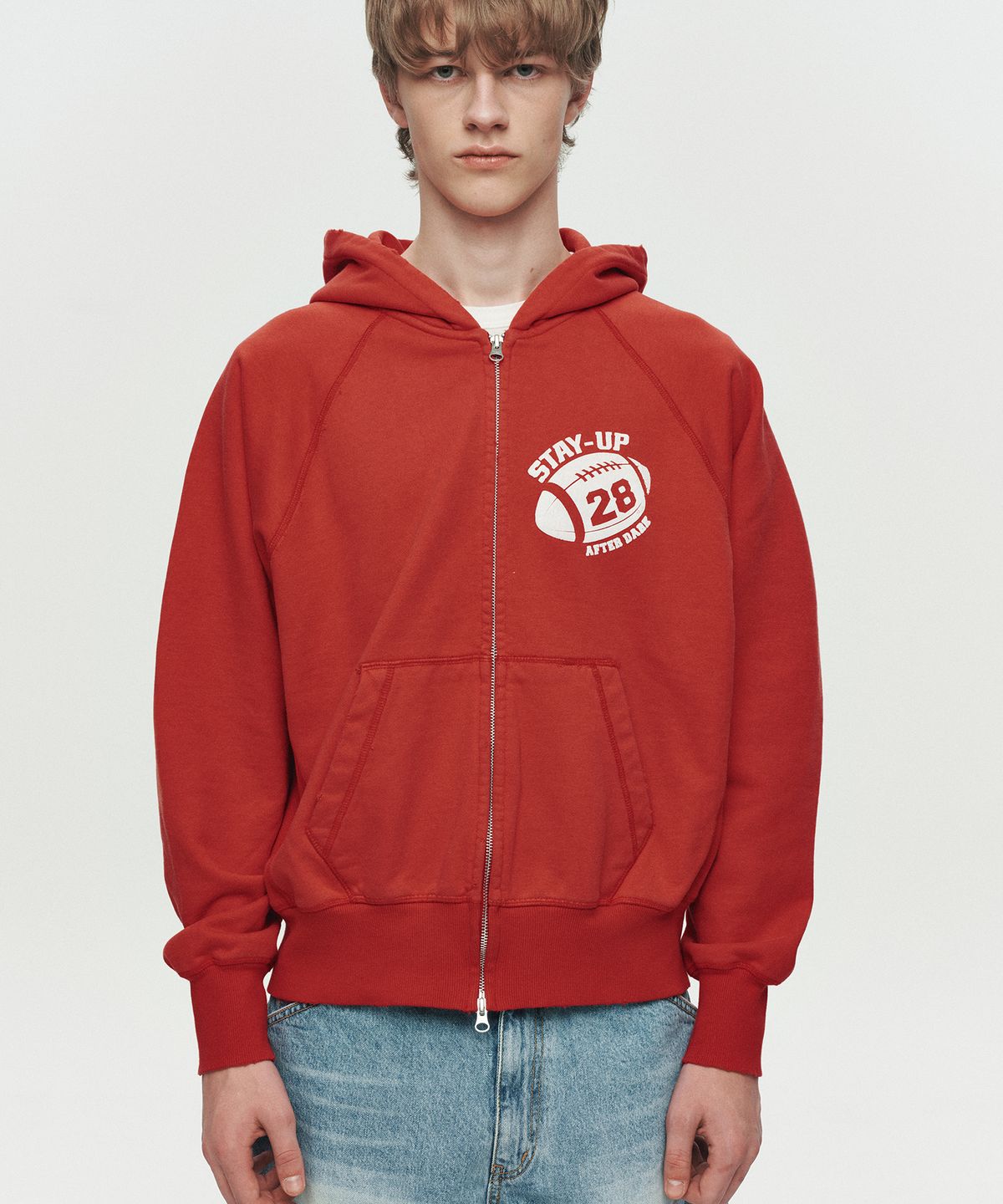 호이테(HEUTE) ROMEO STAY-UP ZIP HOODIE (RED)