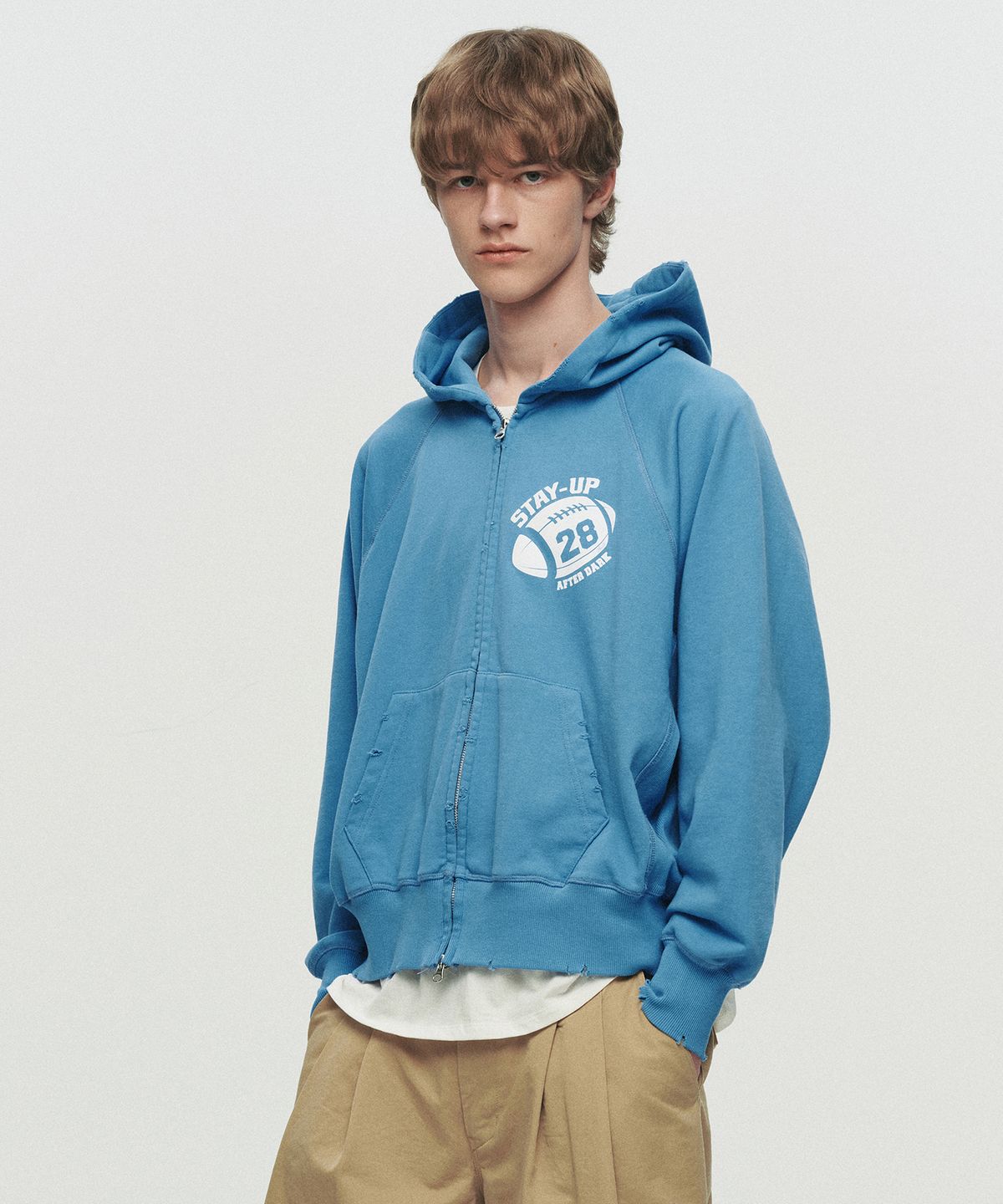 호이테(HEUTE) ROMEO STAY-UP ZIP HOODIE (BLUE)