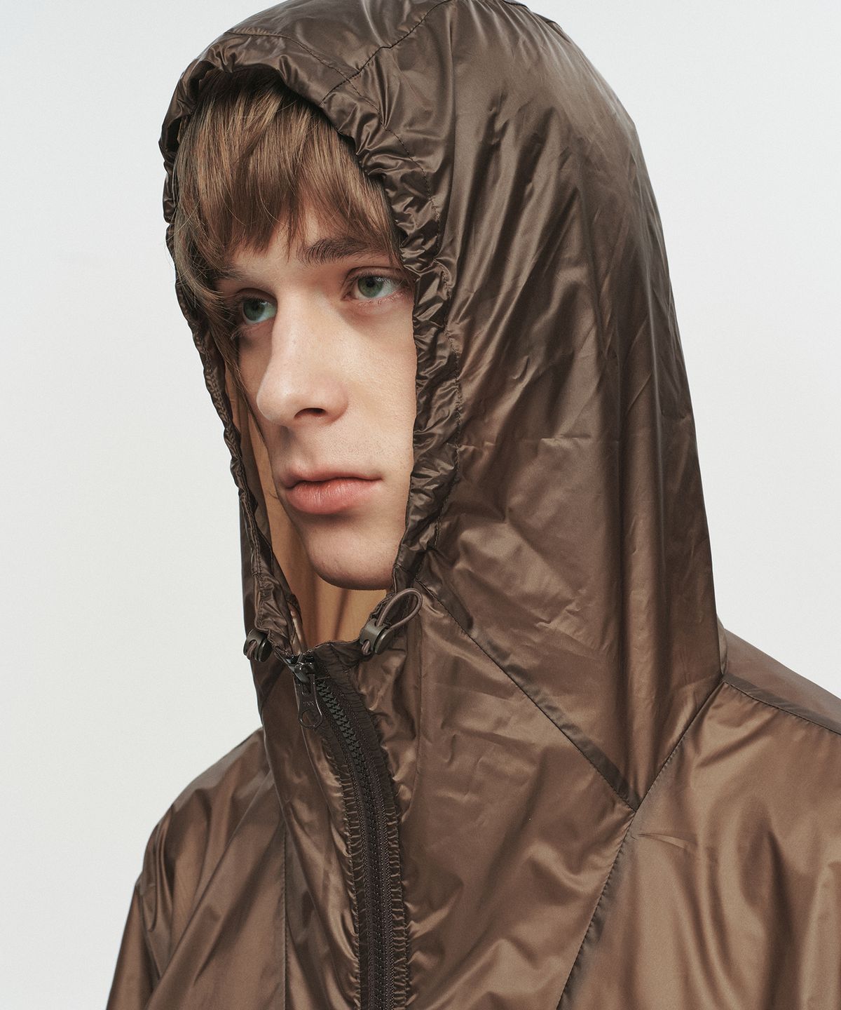 호이테(HEUTE) KADE SHEER HOODED JACKET (BROWN)
