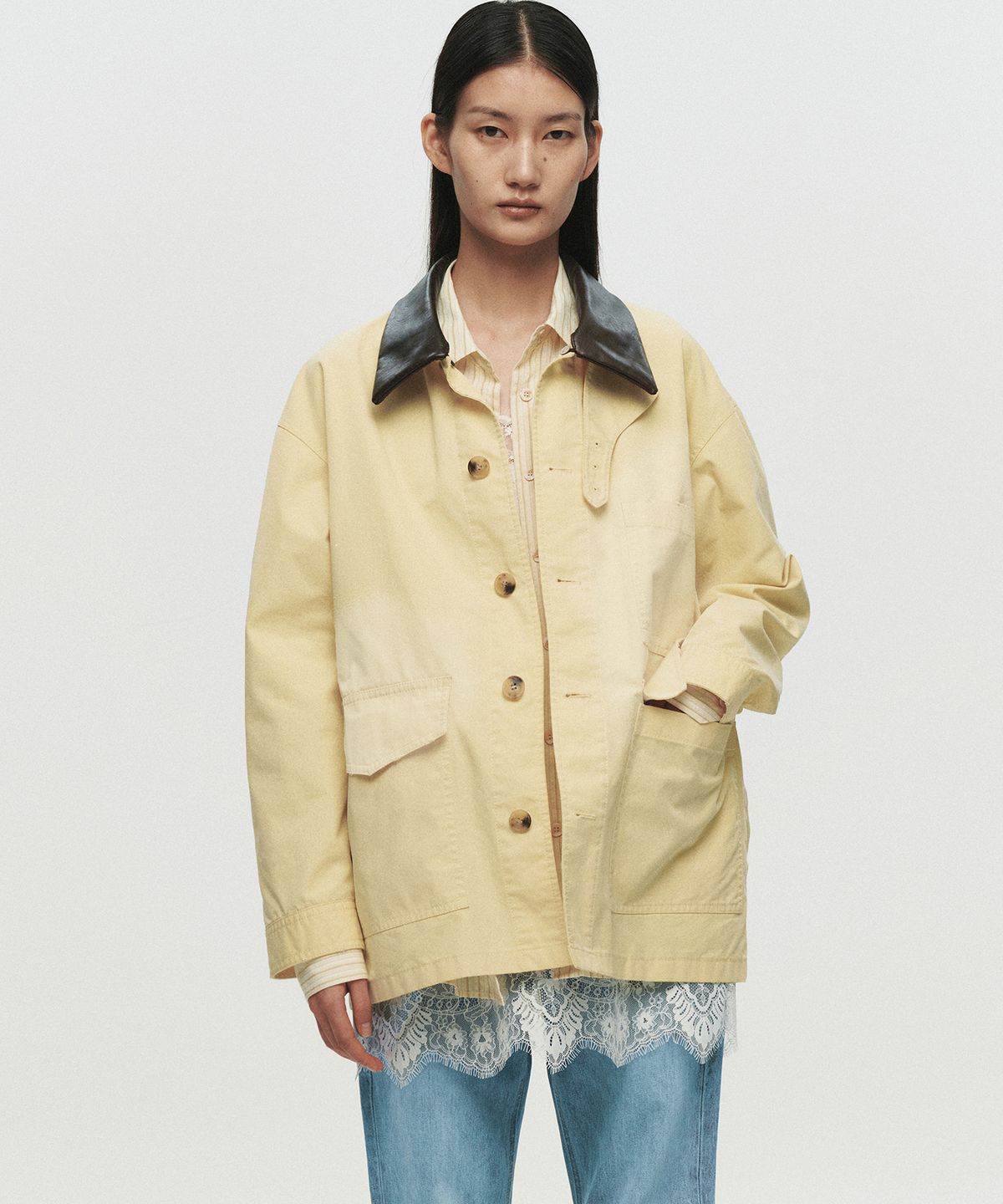 호이테(HEUTE) CONTRAST COLLAR FIELD JACKET (YELLOW)