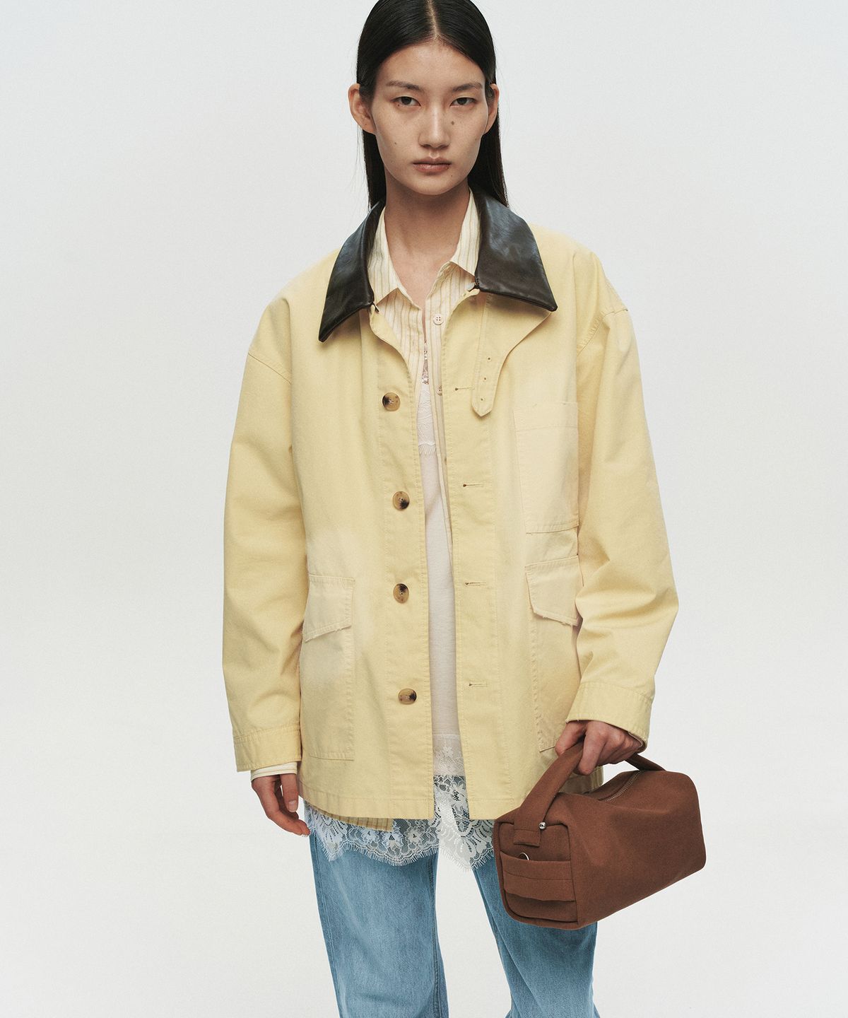 호이테(HEUTE) CONTRAST COLLAR FIELD JACKET (YELLOW)