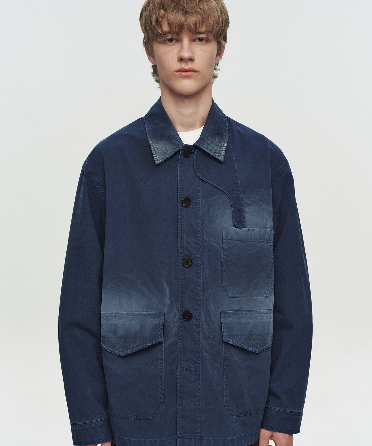 호이테(HEUTE) CONTRAST COLLAR FIELD JACKET (NAVY)