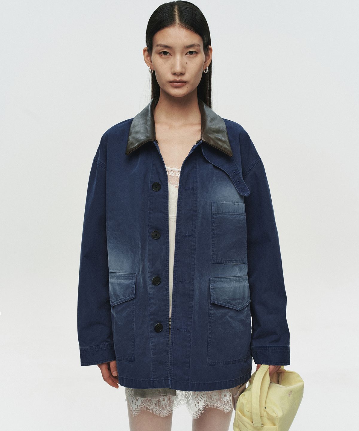 호이테(HEUTE) CONTRAST COLLAR FIELD JACKET (NAVY)