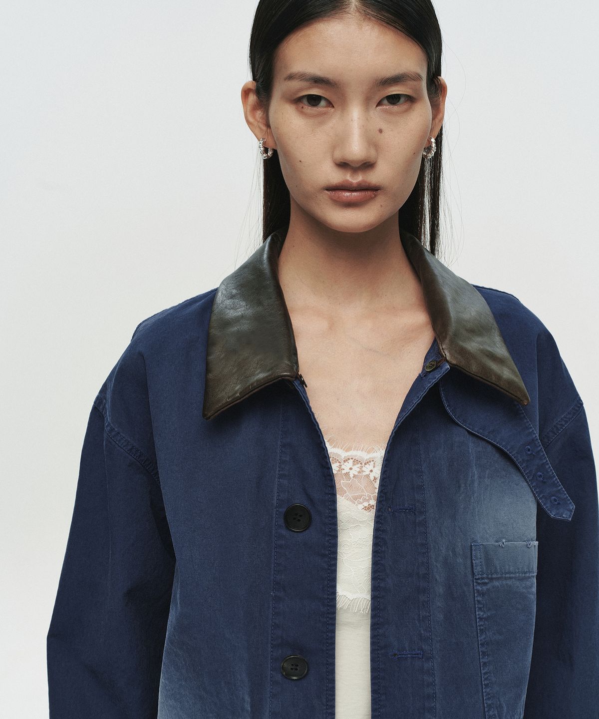 호이테(HEUTE) CONTRAST COLLAR FIELD JACKET (NAVY)