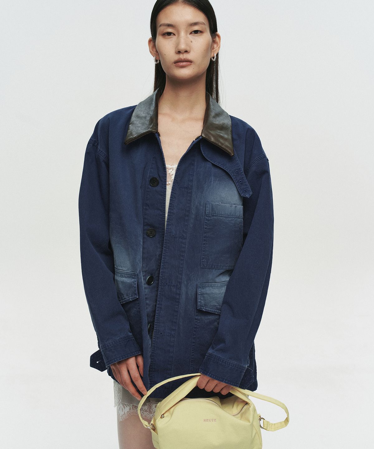 호이테(HEUTE) CONTRAST COLLAR FIELD JACKET (NAVY)
