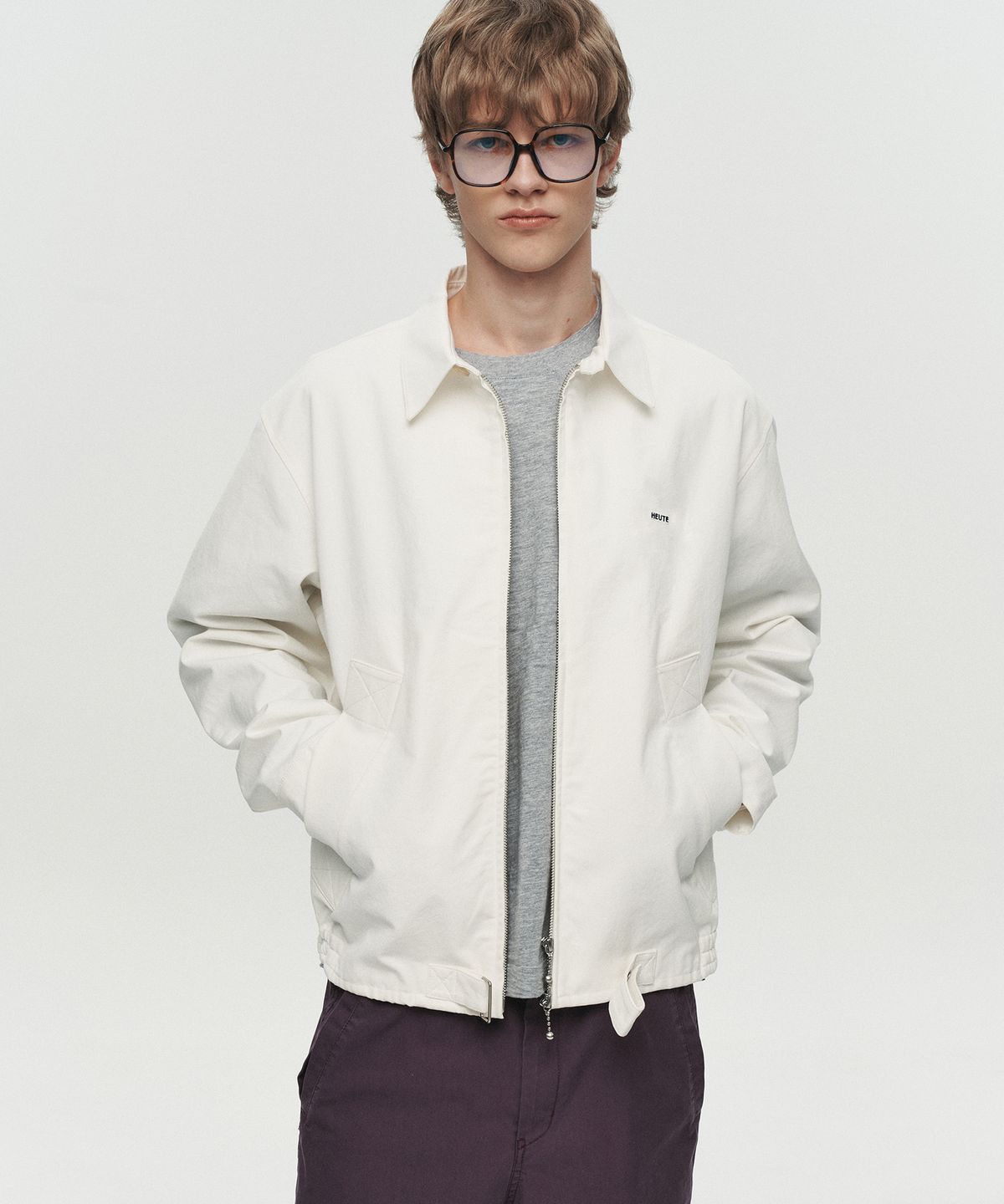 호이테(HEUTE) MARTIN STRUCTURED BOMBER JACKET (OFF WHITE)