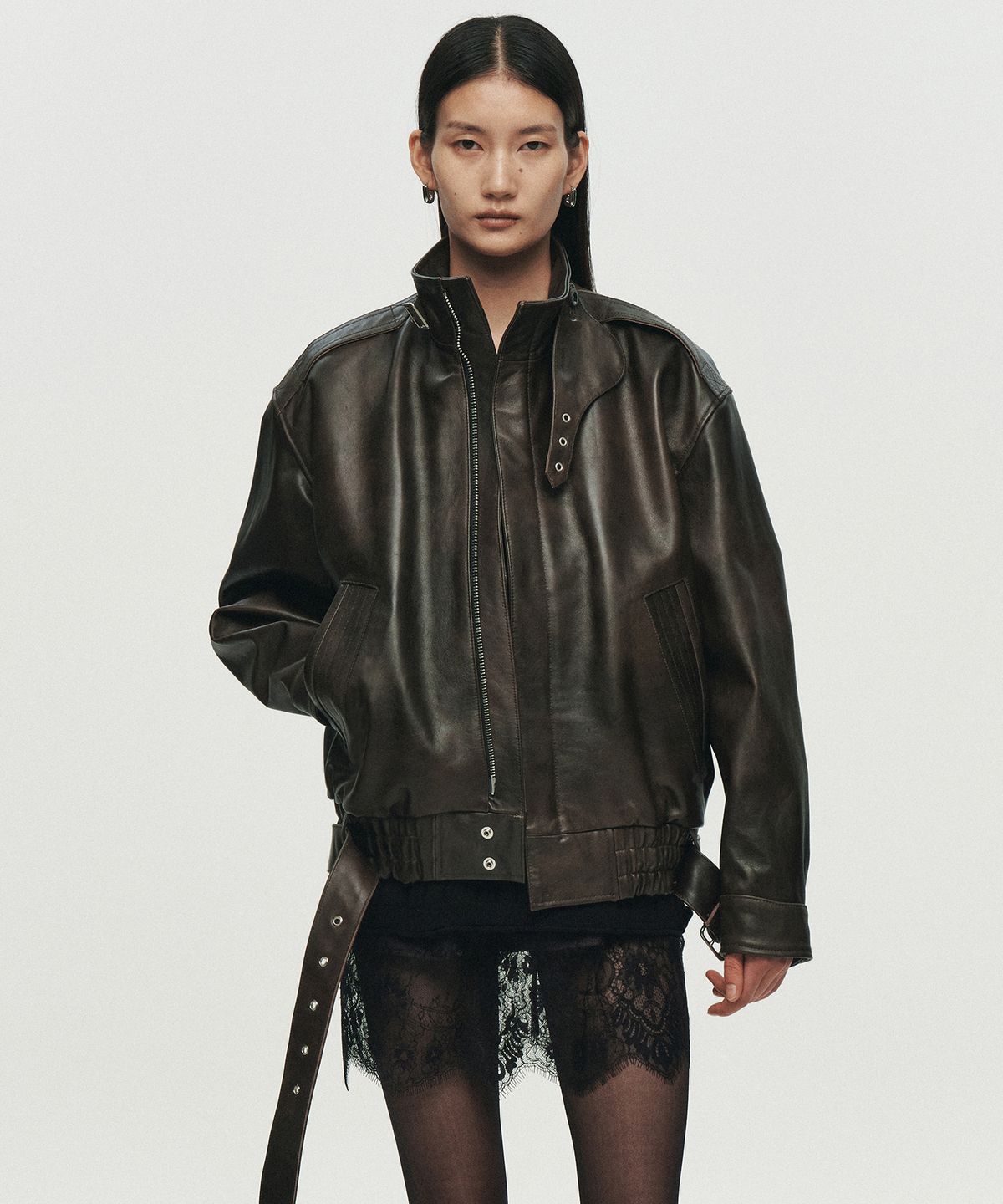 호이테(HEUTE) KAIN BELTED LEATHER JACKET (BROWN)