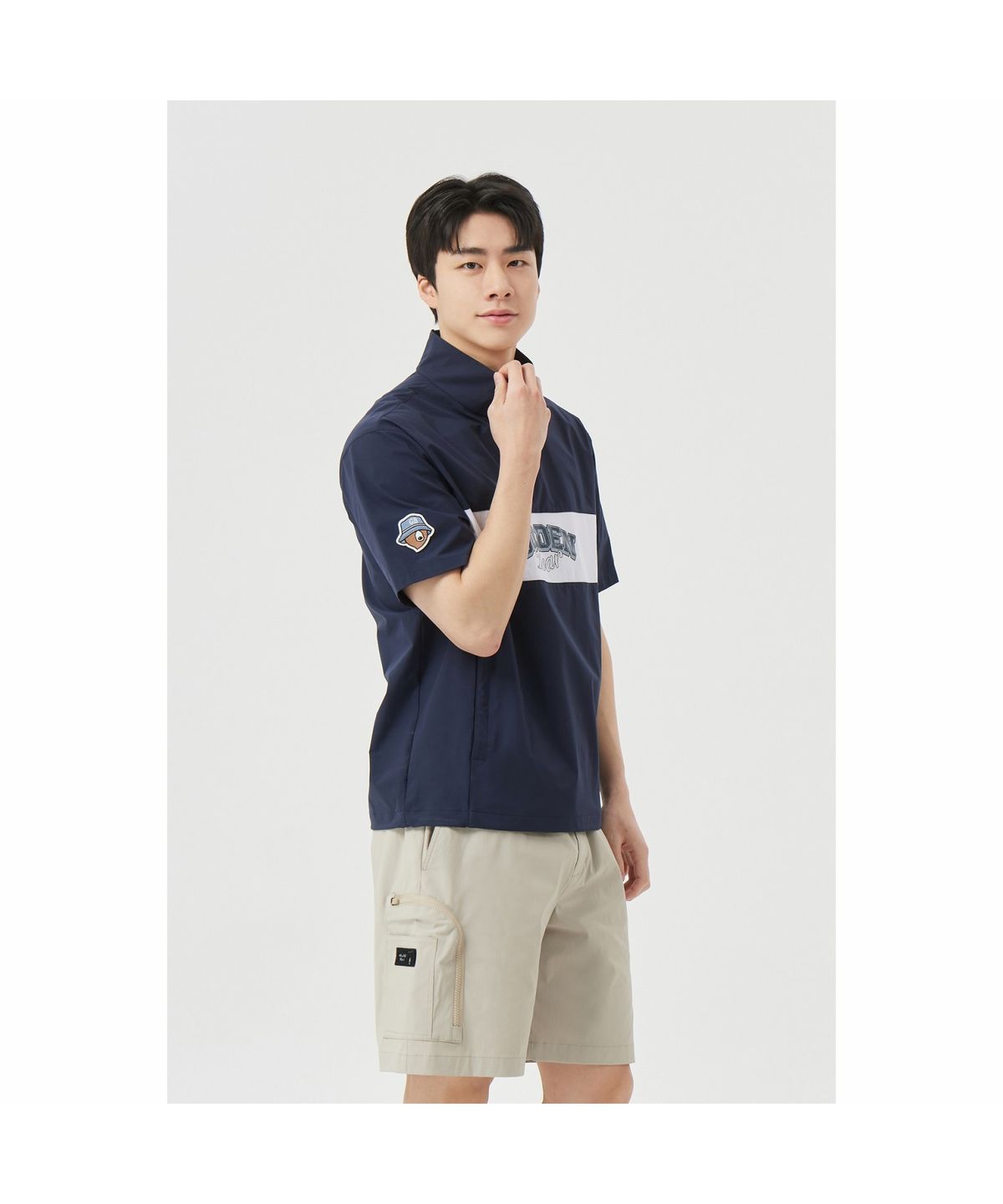 골든베어(GOLDEN BEAR) (M) Chest Boarder Line Woven Pullover G4TAM26291NYX