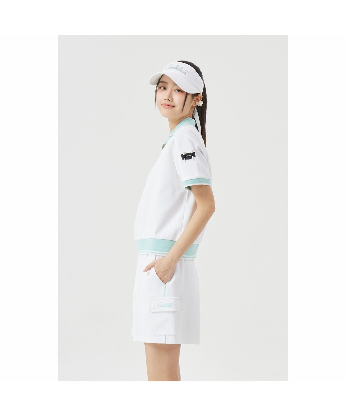골든베어(GOLDEN BEAR) (W) Open Collar Short Sleeve Sweat Shirt   G5TAM26261WHX