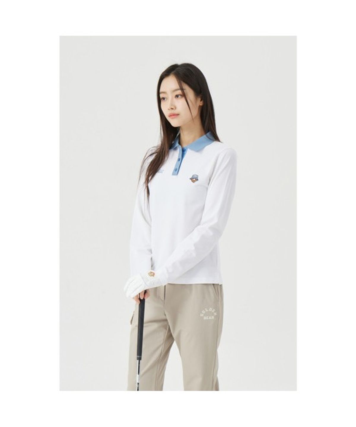 골든베어(GOLDEN BEAR) (W) Contrast Collar Long Sleeve T-shirt G5TAM26281WHX