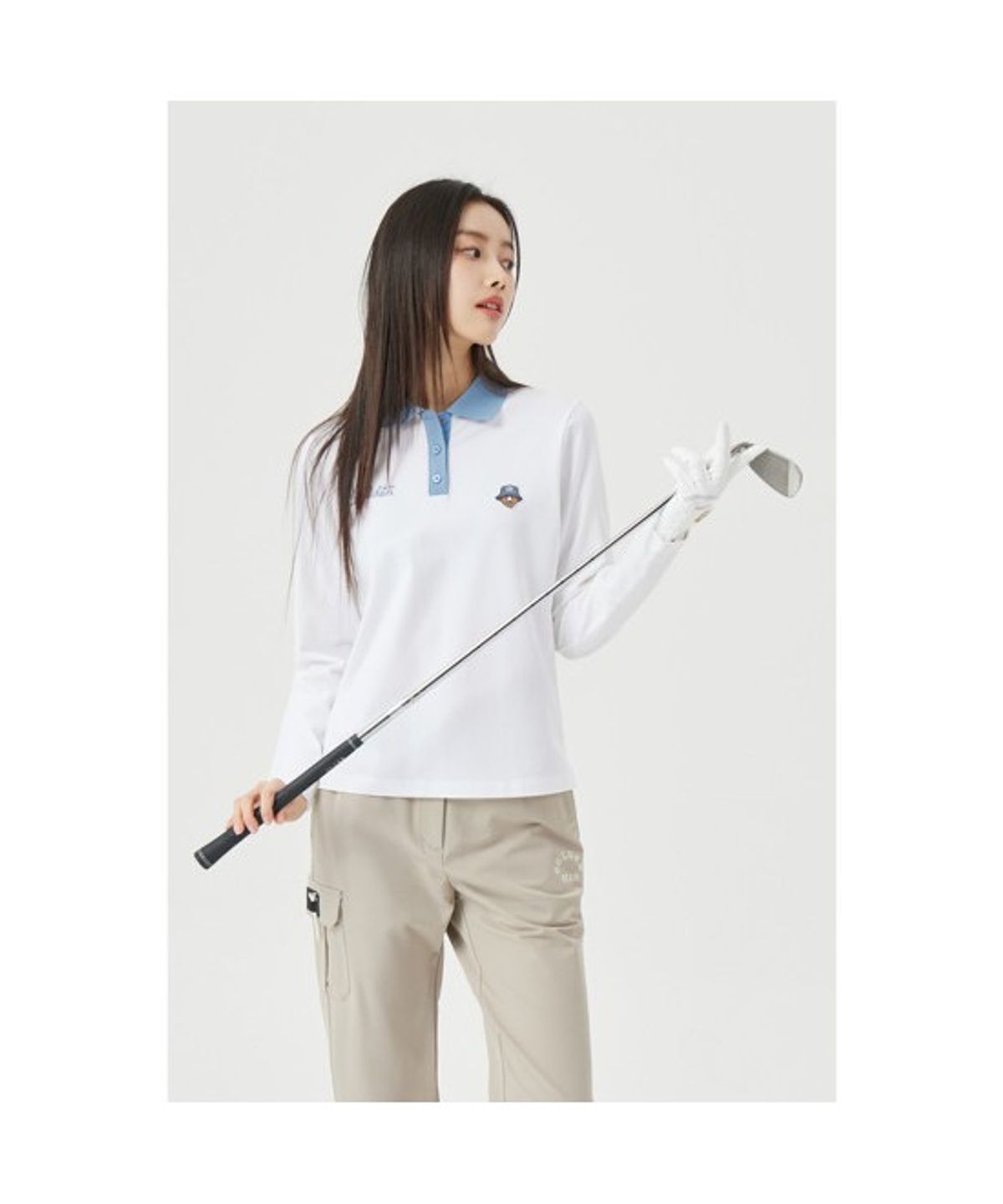 골든베어(GOLDEN BEAR) (W) Contrast Collar Long Sleeve T-shirt G5TAM26281WHX