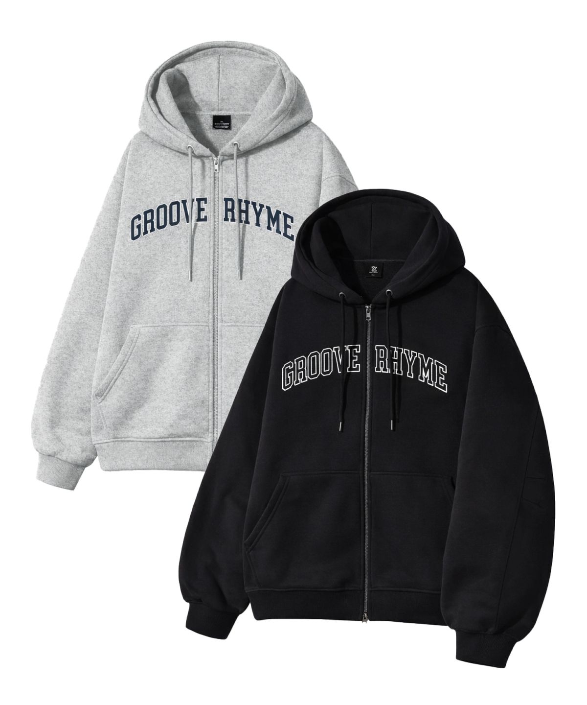 그루브라임(GROOVE RHYME) 3단쭈리 로케이션 아플리케 후드집업 (2COLOR) (FRBRCXJ102M)