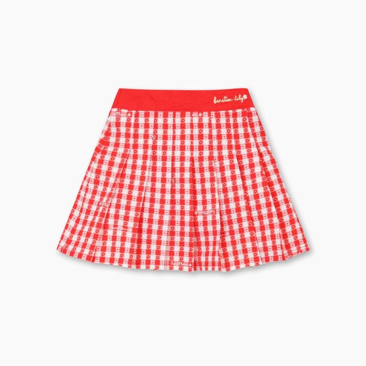 베네통키즈(BENETTONKIDS) 체크 플리츠 스커트_QASK09611RD
