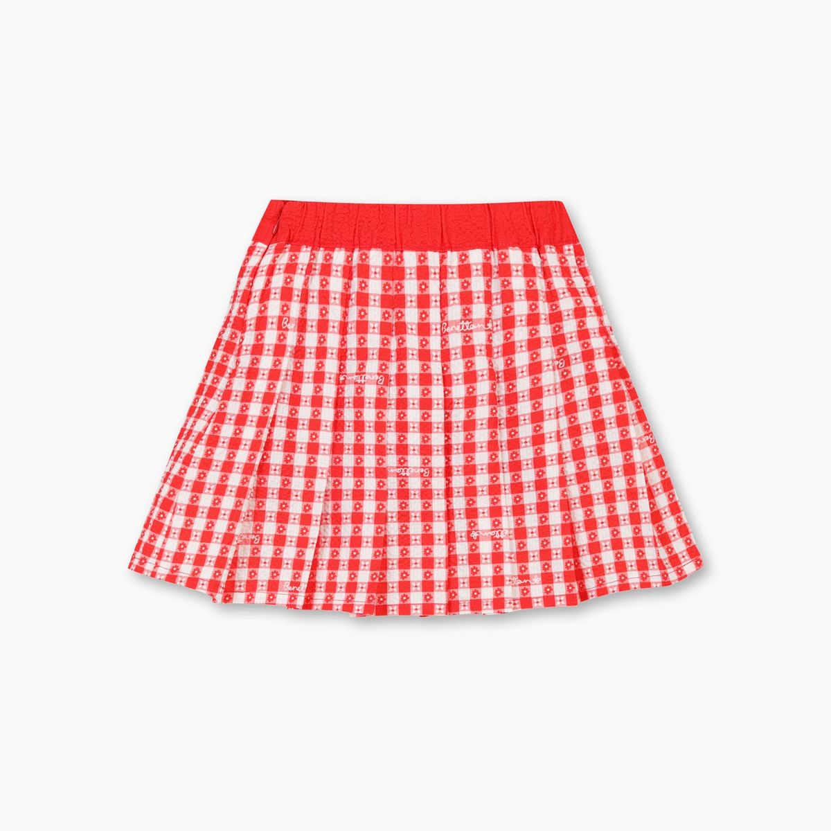 베네통키즈(BENETTONKIDS) 체크 플리츠 스커트_QASK09611RD