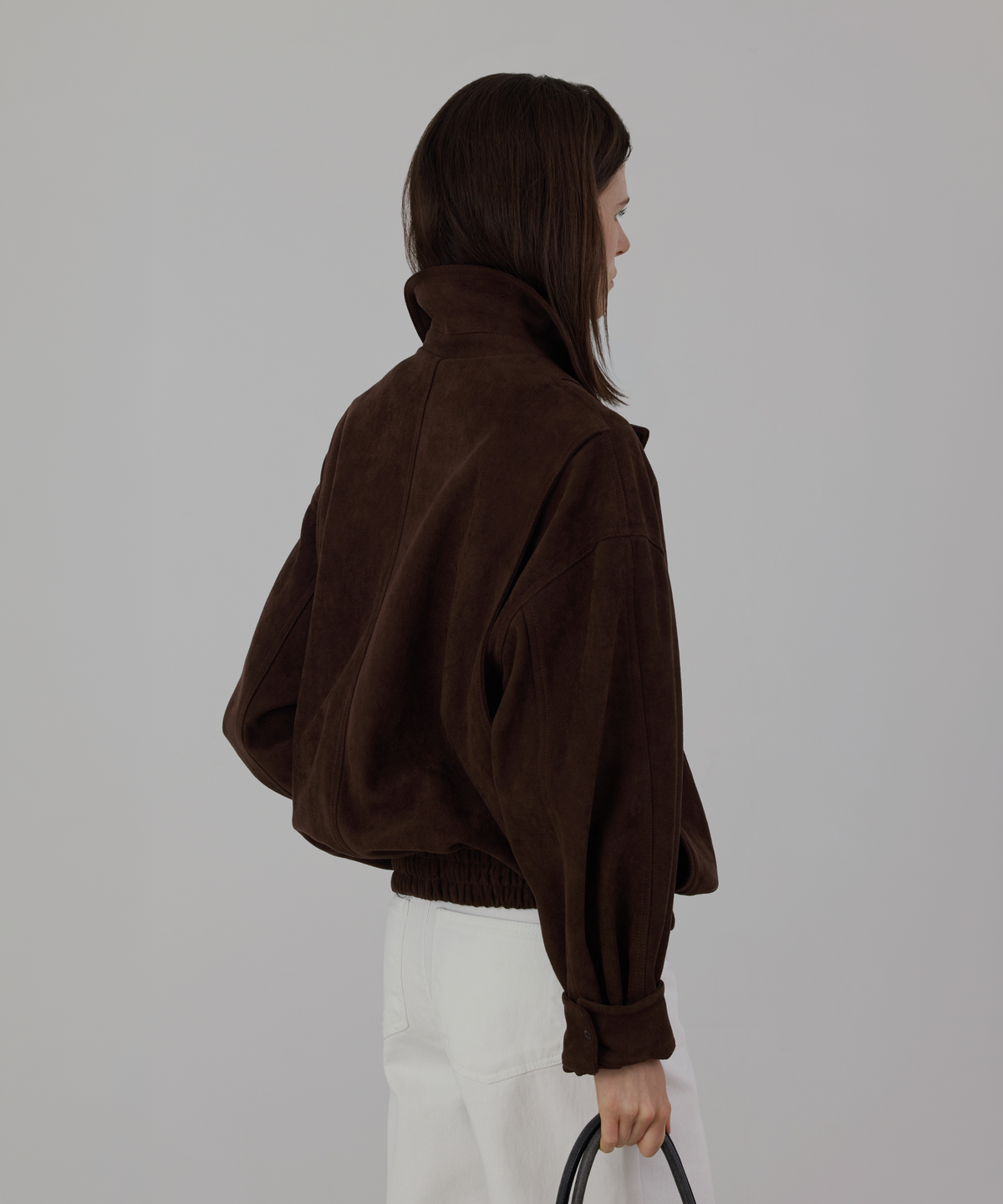 퀸스래빗(Q'SRB) Suede Mood Collar Blouson - BROWN