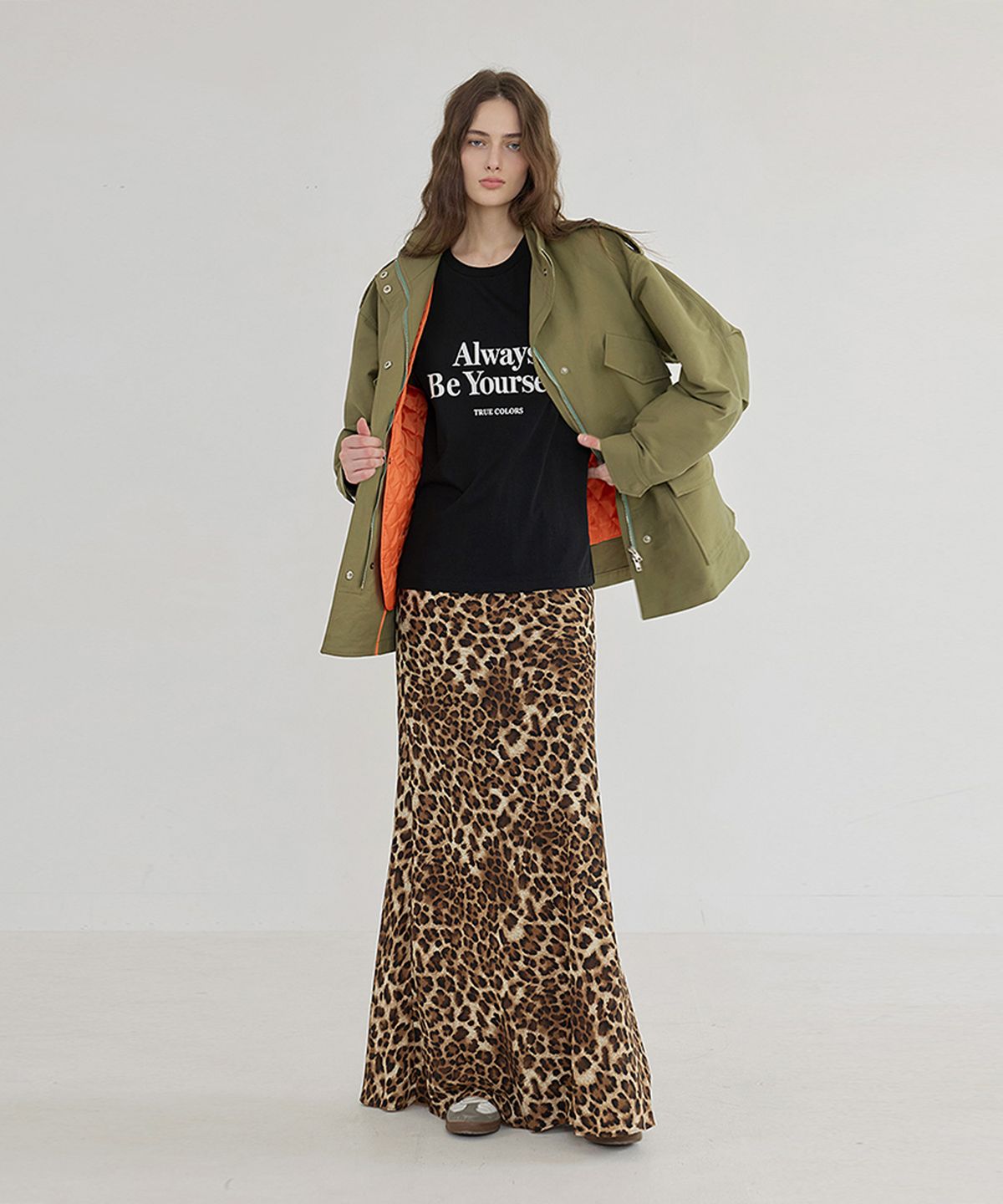 퀸스래빗(Q'SRB) F/W Leopard Banding Long Skirt