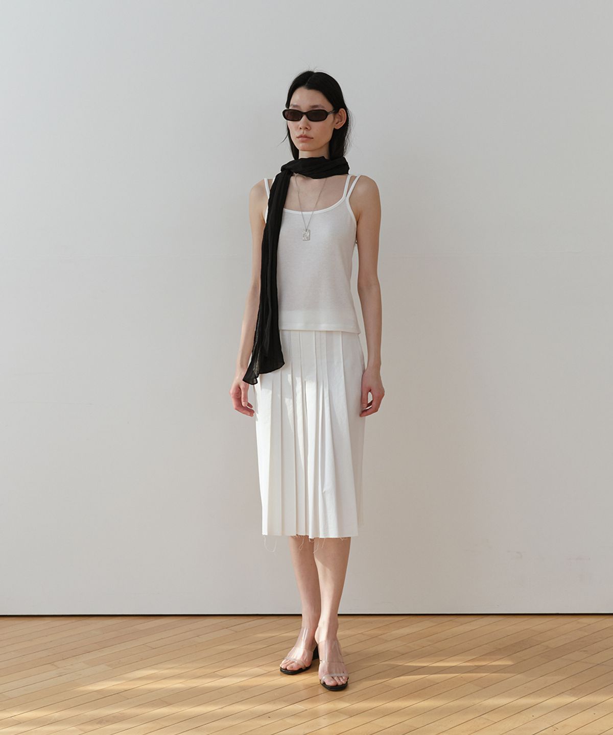 로우타이드(LOW TIDE) COTTON PLEATS SKIRT [WHITE]