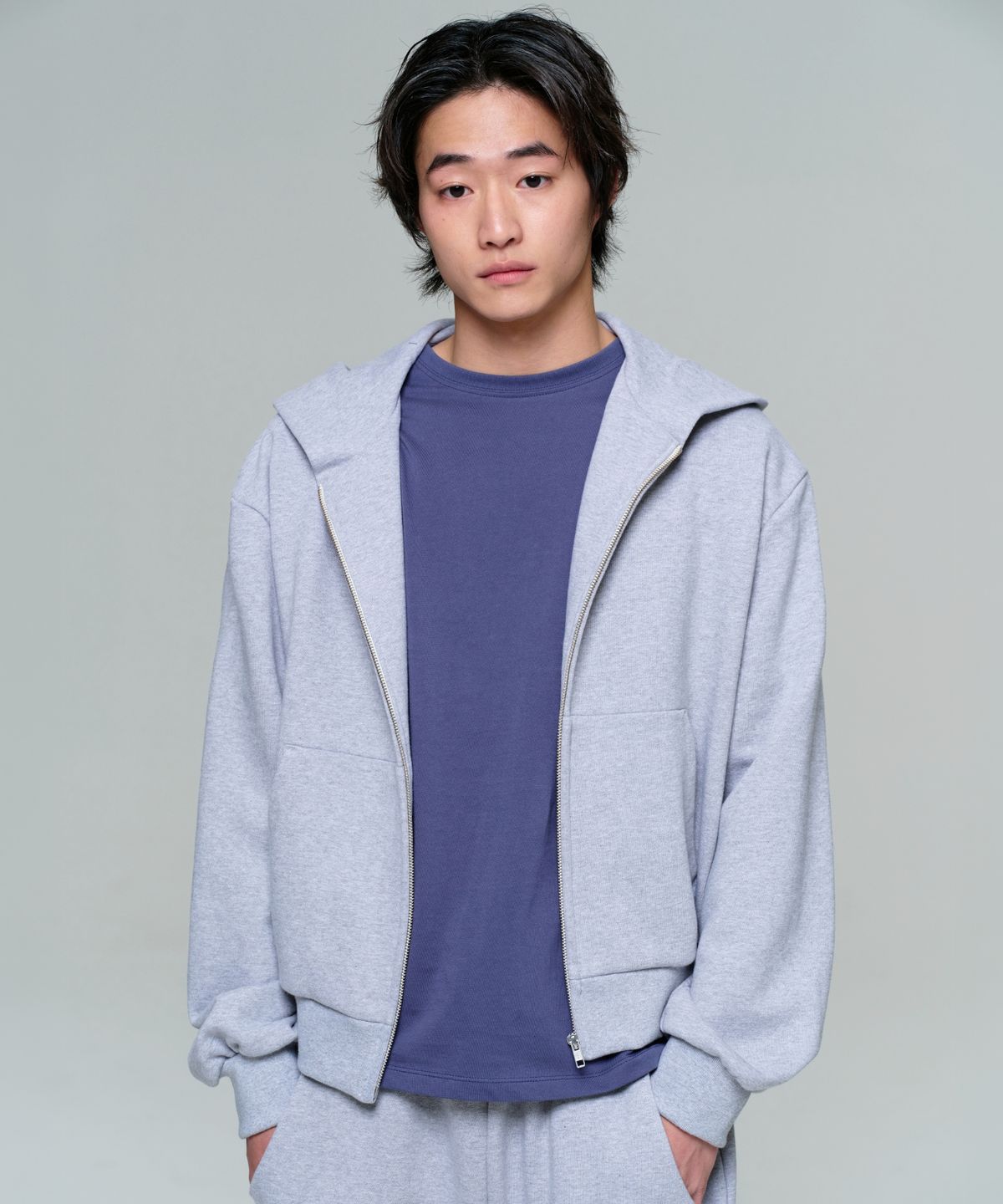 이알에이(ERA) UNISEX ERA OVERSIZED HOODED ZIP-UP - MELANGE GRAY
