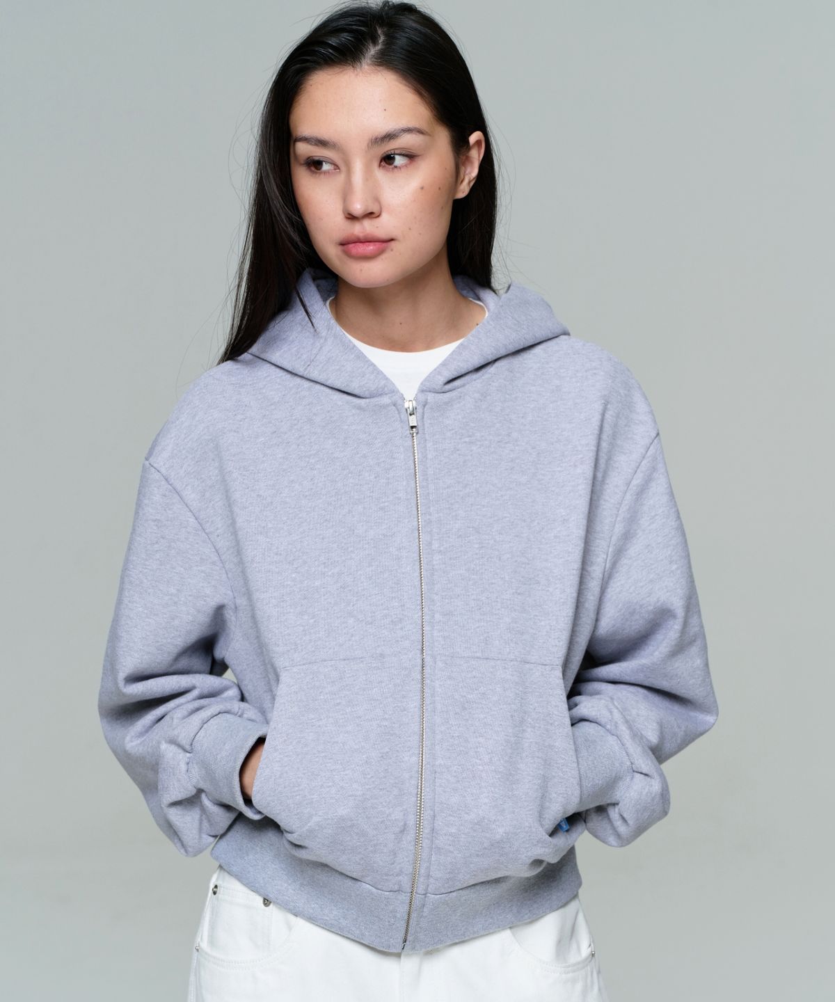 이알에이(ERA) UNISEX ERA OVERSIZED HOODED ZIP-UP - MELANGE GRAY