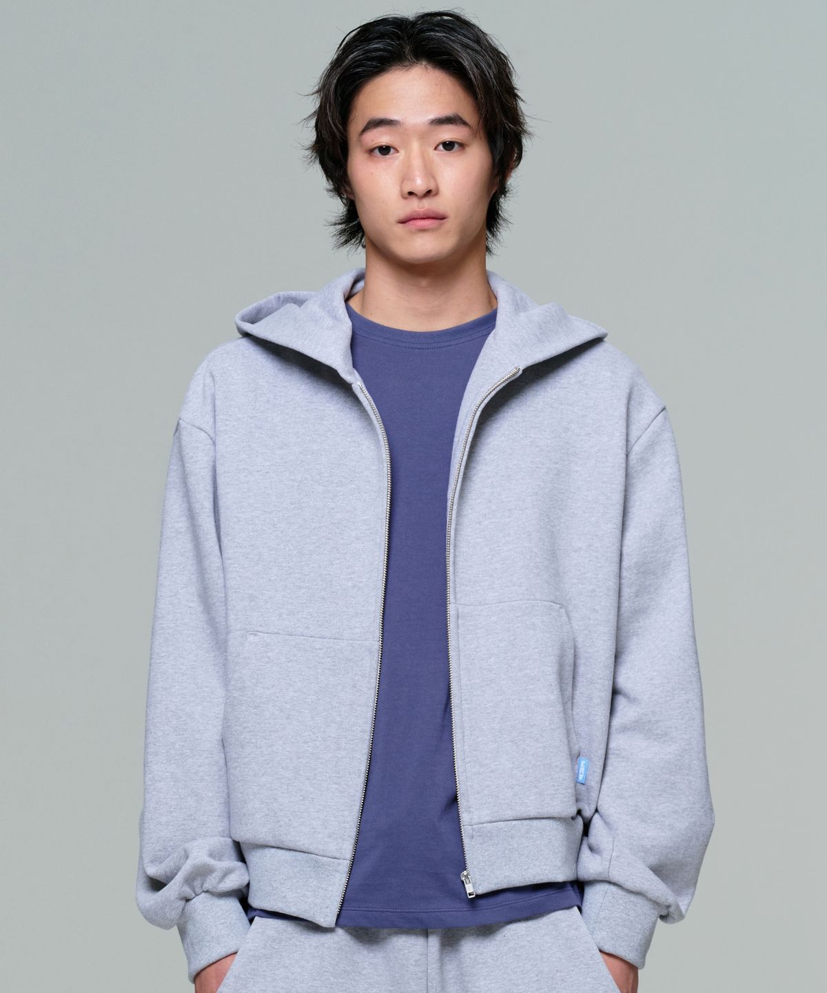 이알에이(ERA) UNISEX ERA OVERSIZED HOODED ZIP-UP - MELANGE GRAY