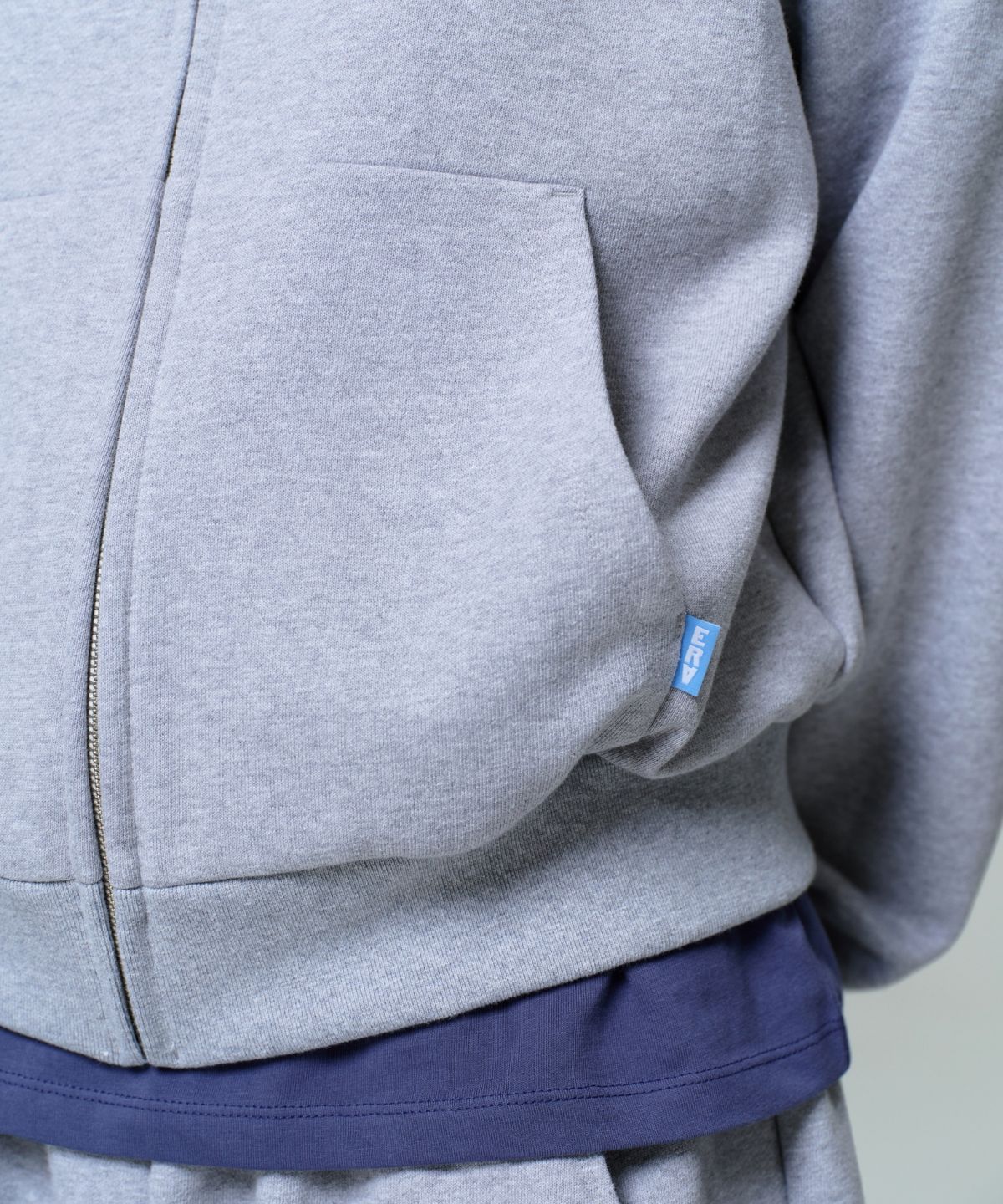 이알에이(ERA) UNISEX ERA OVERSIZED HOODED ZIP-UP - MELANGE GRAY
