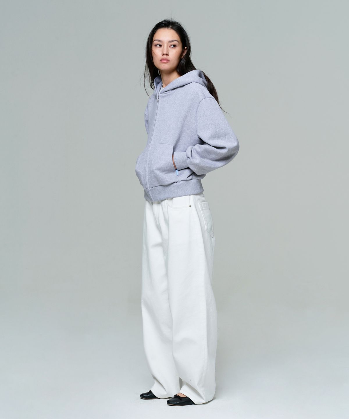 이알에이(ERA) UNISEX ERA OVERSIZED HOODED ZIP-UP - MELANGE GRAY