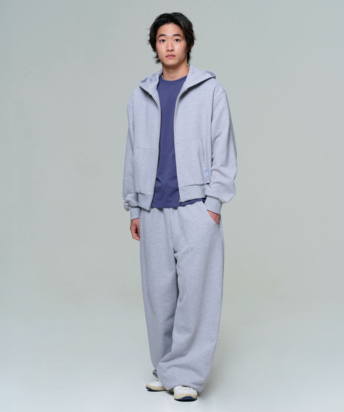 이알에이(ERA) UNISEX ERA OVERSIZED HOODED ZIP-UP - MELANGE GRAY