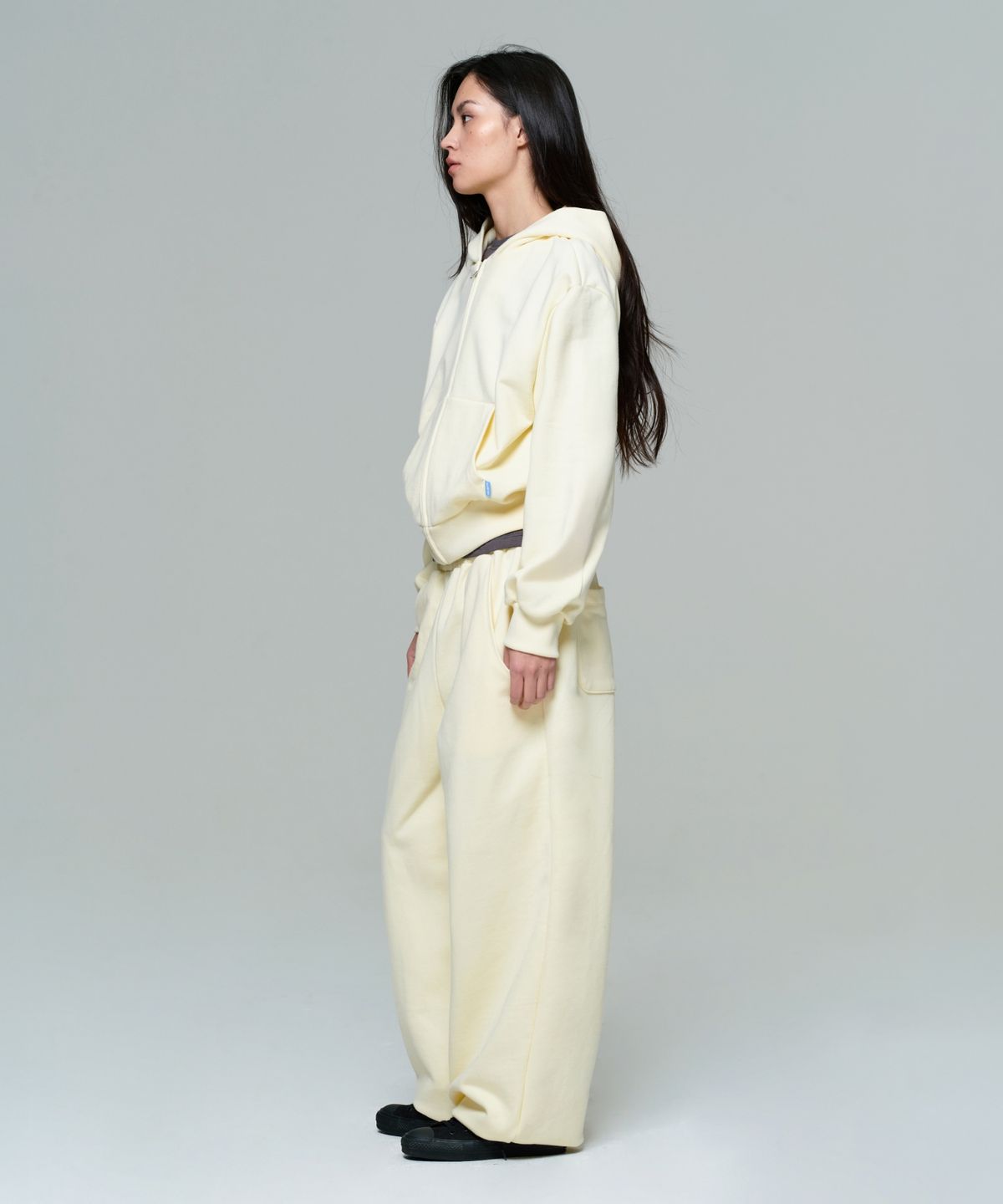 이알에이(ERA) UNISEX ERA OVERSIZED HOODED ZIP-UP - LEMON CREAM