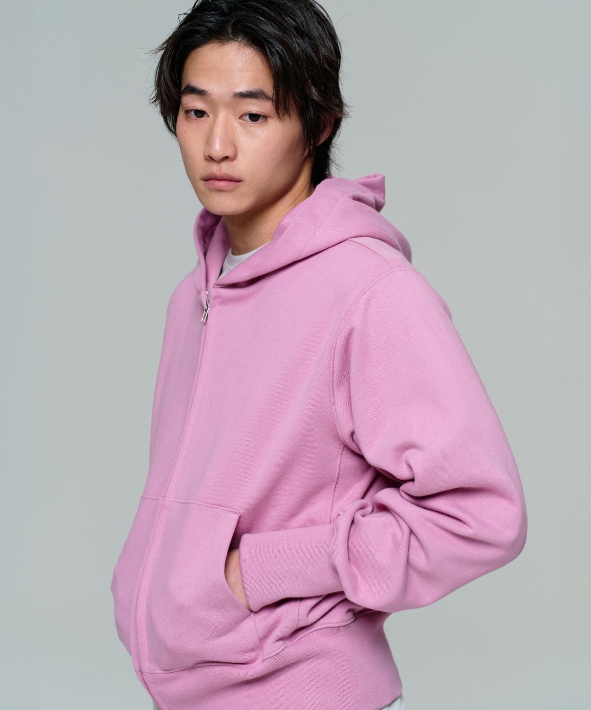 이알에이(ERA) UNISEX ERA HEAVY HOODED ZIP-UP - RED BEAN