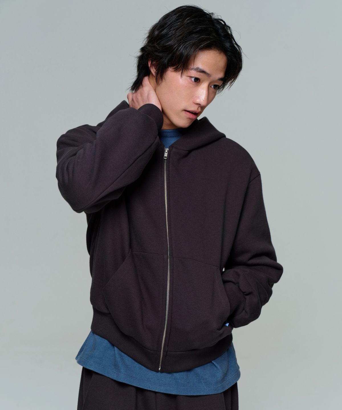 이알에이(ERA) UNISEX ERA OVERSIZED HOODED ZIP-UP - FADED BLACK