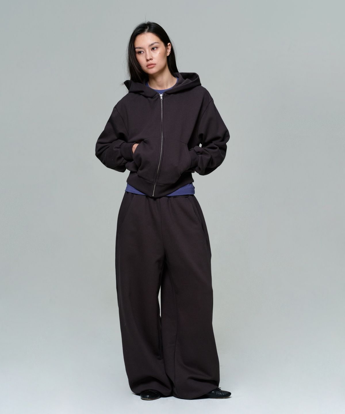 이알에이(ERA) UNISEX ERA OVERSIZED HOODED ZIP-UP - FADED BLACK