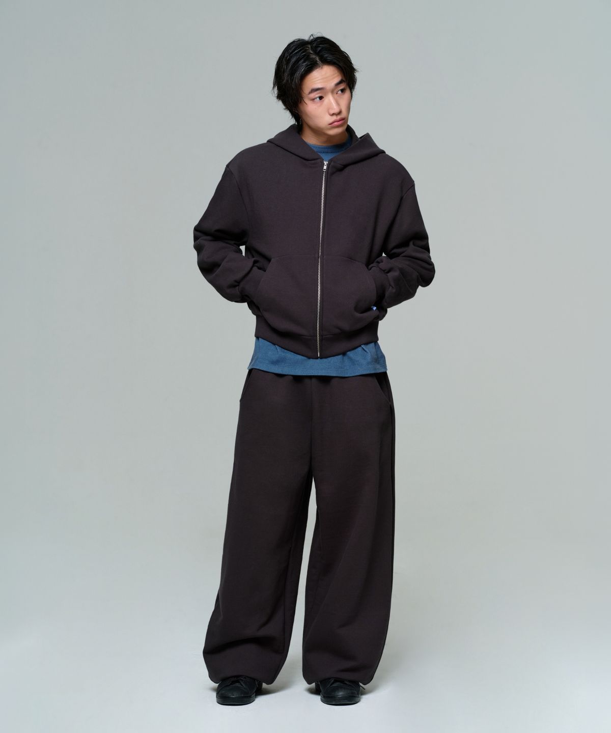이알에이(ERA) UNISEX ERA OVERSIZED HOODED ZIP-UP - FADED BLACK