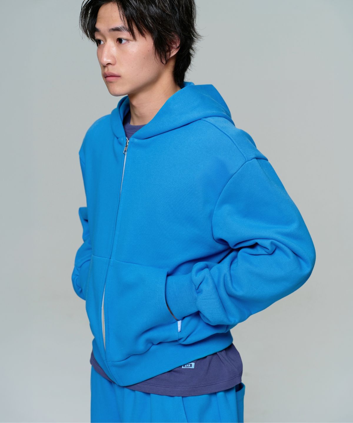 이알에이(ERA) UNISEX ERA OVERSIZED HOODED ZIP-UP - CAPRI BLUE